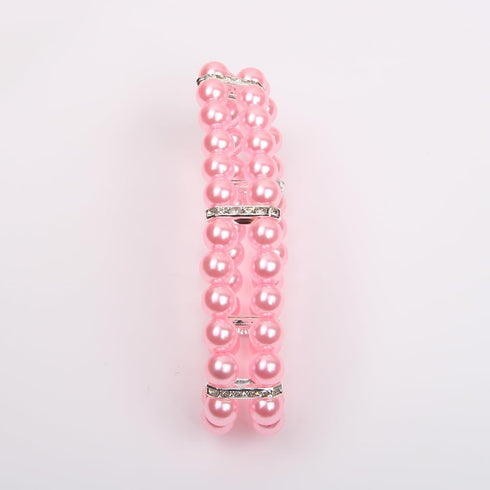 2 Rows Pearls Pet Dog Necklace Collar - Bling Accessories for Puppy Jewelry, Handmade Adjustable (Pink, Extra Small)