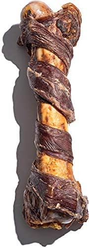 10" (3 Pack), Jack&Pup Pork Femur Bones for Dogs Bacon Twist Big Bones for Large Dogs, Gourmet Beef Bones for Agressive