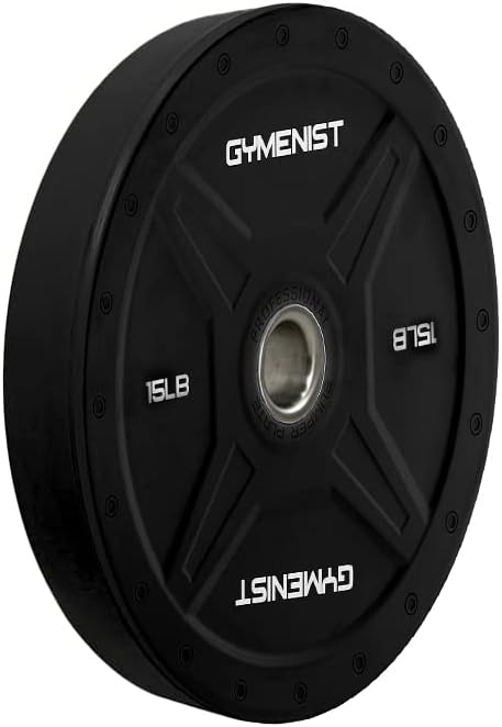 GYMENIST Bumper Plates for 2 Inch Olympic Bars, Premium Commercial Gym, Available in 10 LB to 55 LB Black or Multi Color