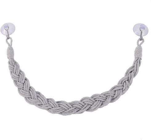 Pro Bamboo Kitchen Hermit Crab Climbing Rope Hook Sucker Grey 23.62x1.37in Braided Wool Reptile Swing
