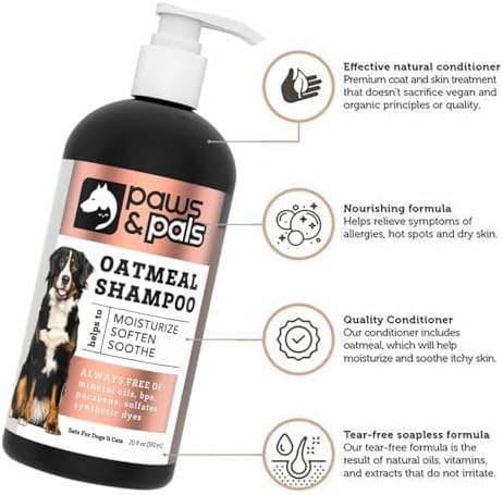 6-in-1 Dog Shampoo and Conditioner - Made in USA, 20oz Vet Formula for Itchy Skin, De-Shedding, and Odor Relief