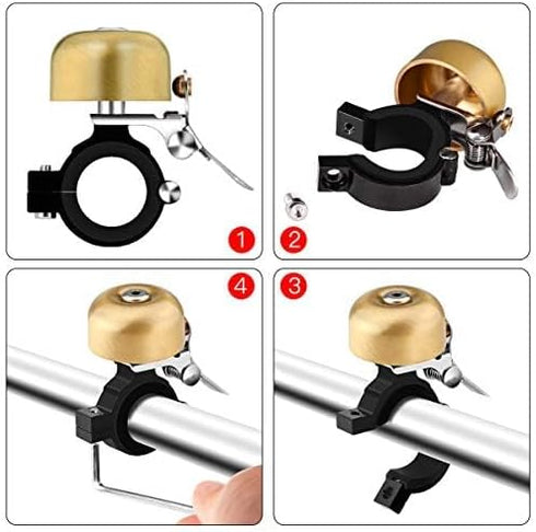 Greallthy Classic Brass Bike Bell, Loud Sound Bicycle Bell for Adults Kids, Fits 0.87-1.25in/22.2-31.8mm Handlebars