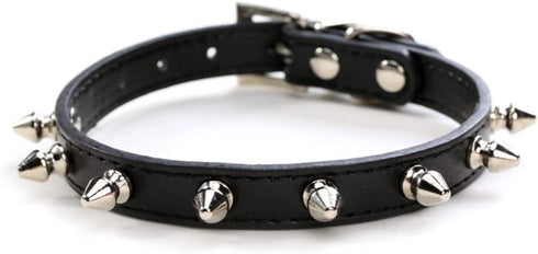 Spiked Studded Leather Dog Collar with Mushrooms Rivets for Small Medium Dog Cat Puppy Kitty (S, Black)