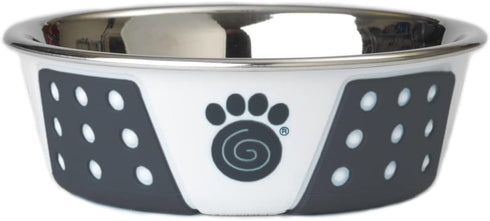 PetRageous 15000 Fiji Stainless Steel Dog Bowl, Non-Slip, Dishwasher Safe, 1.75-Cup Capacity, 5.5-inch Diameter, White