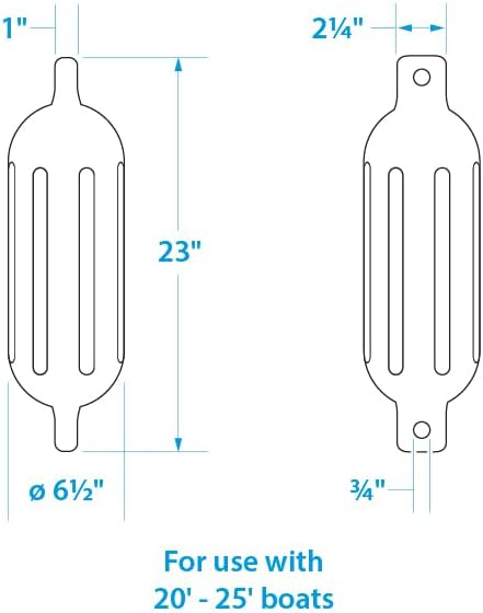 Seachoice Twin Eye Ribbed Inflatable Boat Fender, Various Sizes & Colors