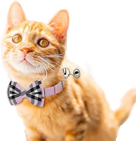 CHUKCHI 2 Pack Cat Collar Breakaway, Adjustable 7.8-10.5 Inch with Cute Bow Tie and Bell (Red+Pink)