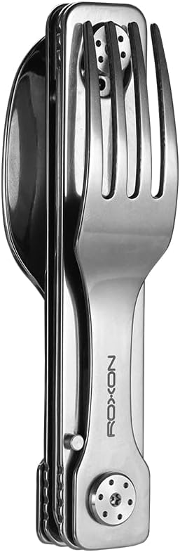ROXON C1 3 in 1 Camping Utensils - Detachable Knife, Spoon, Fork for Outdoor Camping, Hiking