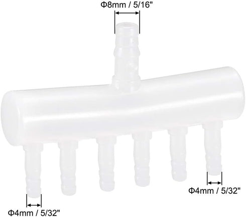 uxcell 8mm to 4mm 6 Way Aquarium Air Line Tubing Splitter Connector Fish Tank Plastic Air Flow Divider Oxygen Splitter Lever Valve