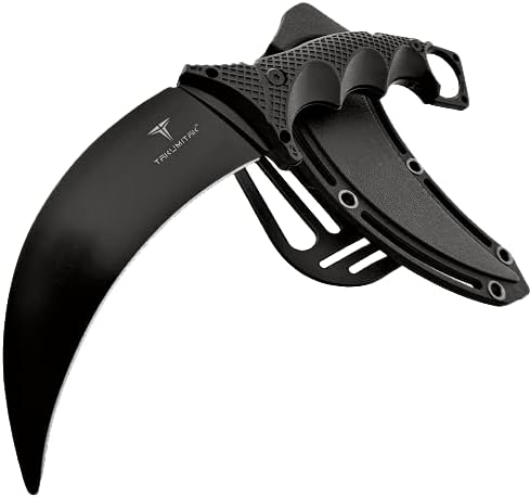 Tactical Knife, Hunting Knife, Survival Karambit Fixed Blade Knife, Razor Sharp Edge Camping Gear, 82422 (Black)