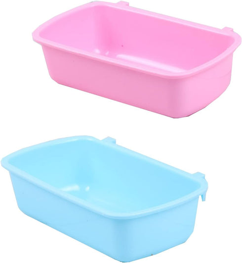 Small Animal Feeder Bowl - Basic Dish Convenient Hanging Cups, 2 Pack Bath Food Water Bowls for Small Pets