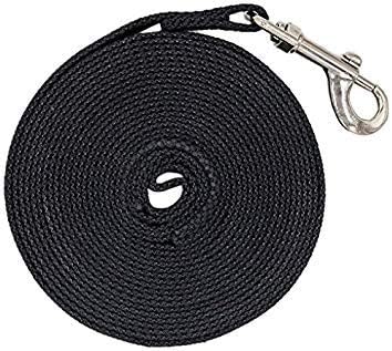 Cotton Web Dog Training Lead Black (20-Feet)