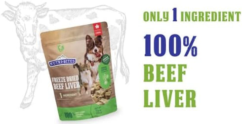 Pack (27 OZ) Nutri Bites Freeze Dried Beef Liver Dog & Cat Treats | Healthy Pet Training Treats or Food Topper | All