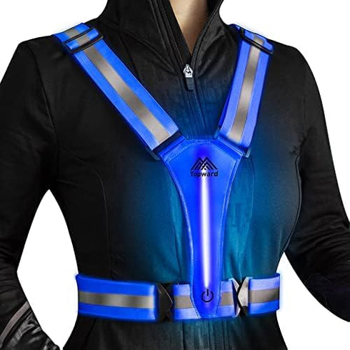LED Reflective Vest Safety Gear, Light Up Vest for Night Walking Cycling, High Visibility Running Vest with Strips
