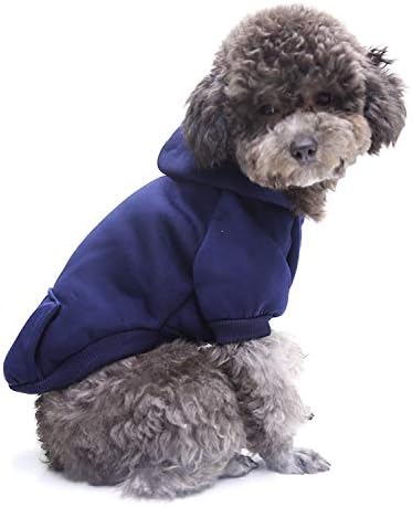 Idepet Dog Hoodies for Small Dogs, Warm Coat Jacket Vest, Autumn Puppy Outfits, Navy Blue (S)