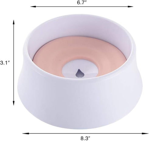 WishLotus Floating Disk Spill Proof Pet Water Bowl, 40 oz (Pink) - Anti-Overturn and Dust Bowl