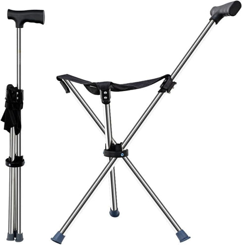 Generic Lightweight Travel Stools for Adults. Cane with seat,Walking Stick,Foldable Chair,Hiking Stick,Camping,Hiking,Walking Cane