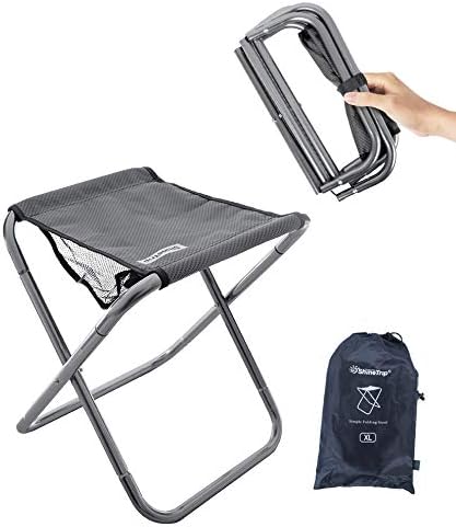 LFSEMINI 16in Tall Camping Stool, Folding Stool with Carry Bag, Aluminum Alloy Bracket,