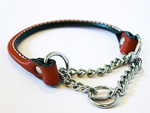 Leather Martingale Dog Collar Rolled - Tan, Size 10