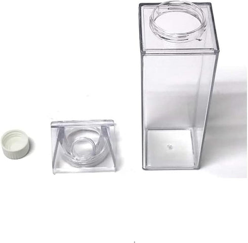 FveBzem 33oz (1000mL) Milk Carton Water Bottle Plastic Square Milk Bottles No BPA Leakproof Water Bottle Portable