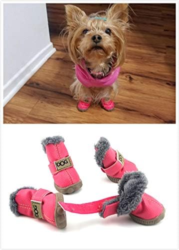 Snow Small Dog Boots, Waterproof Antiskid Shoes, Warm Skidproof Booties for Puppy Play (XL, Pink)