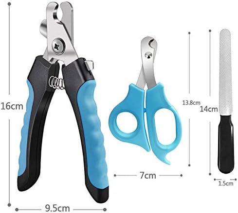 Pet Nail Clippers and Trimmers Set, Safety Guard to Avoid Over Cutting, Razor Sharp Blades Grooming Tool for All Small