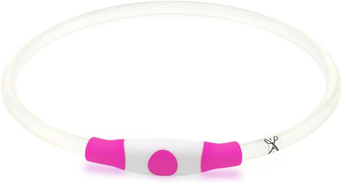BSEEN Light Up Dog Collar - Rechargeable LED Waterproof Glowing Pet Collar for Night Walking (Pink 70cm)