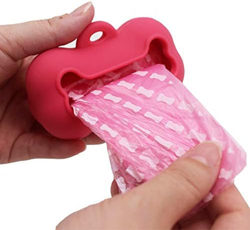 5 Rolls Portable Silicone Dog Poop Bags with Dispenser - Plastic Pooper Scoopers & Bags for Outdoor Travel