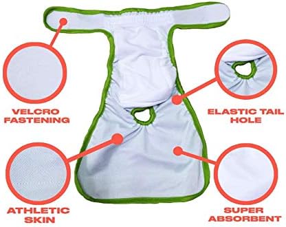 Washable & Reusable Dog Diapers for Female and Male - Durable Machine Washable Solution, 3 Pack Set (M, Solid)