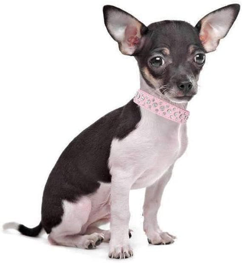 Rhinestone Dog Collar, Bling PU Leather Crystal Diamond, for Black S M L XL Dogs, M, Red
