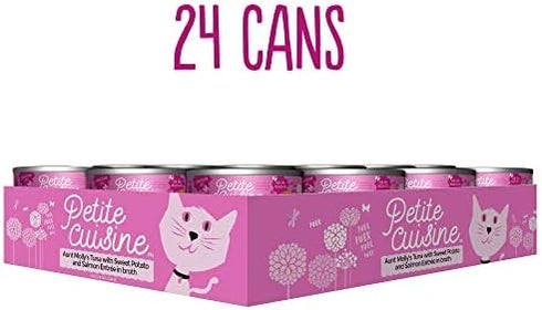 PETITE CUISINE Grain Free Wet Cat Food, Aunt Molly's Tuna and Salmon with Sweet Potato, 2.8oz, 24 cans