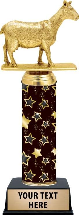 Personalized Black Starlite Dairy Goat Trophy, 10.5" Dairy Goat Trophy Award, Customize