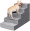 Heeyoo Dog Stairs for Small Dogs, 5-Step High-Density Foam Steps with Non-Slip Removable Washable Cover, Grey, 23" High