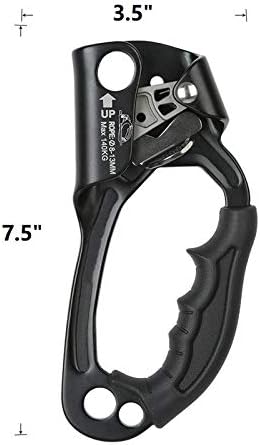 SRT Climbing Hand Ascender - Left Handed Ergonomic Aviation Light Alloy Rappelling Gear for Arborist