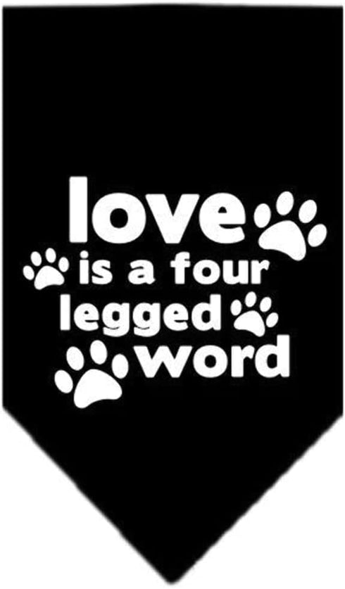Mirage Pet Products Love is a 4 Leg Word Screen Print Bandana for Pets, Small, Lime Green