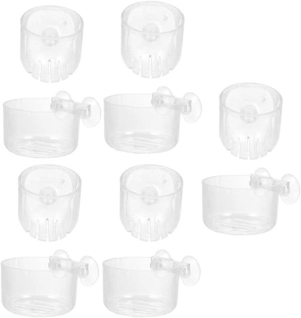 10pcs Fish Tank Planter Decor, Acrylic Plant Cup Holders for Fish Tank Supplies and Bait Feeder