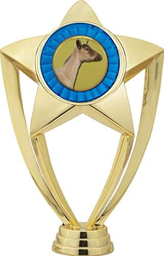 11" Crown Awards Goat Trophies, Gold Star Dairy Goat Trophy with Engraving Included