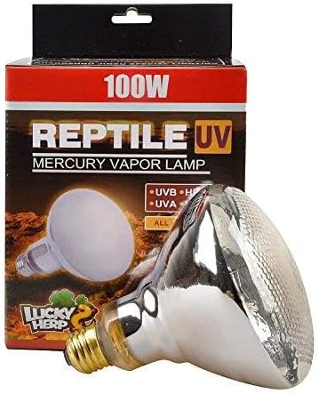 LUCKY HERP Reptile UVA UVB Mercury Vapor Bulb Lamp, PAR38, 100 Watt
