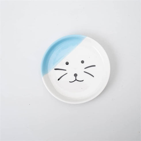 Raised Cat Food Bowls Ceramic with Metal Stand, Elevated Feeding Bowl with Non-Slip Mat for Cats and Small Dogs