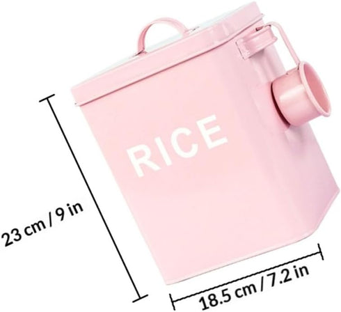Toddmomy Iron Pet Food Storage Barrel with Measuring Cup, Large Capacity Sealed Bucket for Dog and Cat Food, Pink