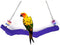 Bird Parrot Swing Perch Cage Hanging Toy - Scrub Wood Stand for Conures, Parakeets, Cockatiels, Macaws, Finches, Love