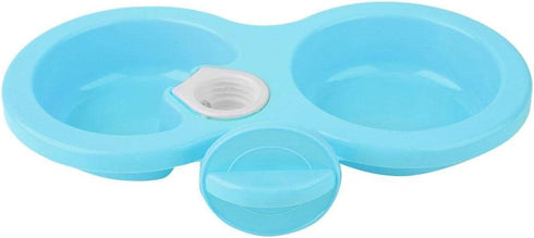 Pssopp Double Dog Bowl, Hanging Pet Food and Water Feeder, Plastic, Blue