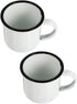 Sosoport 2Pcs Enamel Camp Mug, Retro Enamel Wine Cups with Handle for Camping Coffee, Vintage Metal Mug