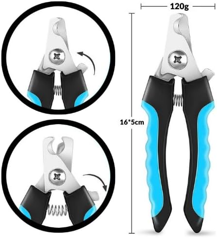 Pet Nail Clipping Kit for Dogs & Cats Stainless-Steel Clippers with Safety Guard, Non-Slip Handles + Nail File Clean