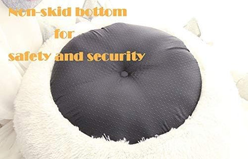 BODISEINT Modern Soft Plush Round Pet Bed for Cats or Small Dogs, Mini Medium Sized Dog Cat Bed, Self Warming Indoor