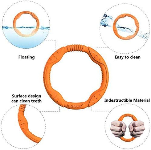LaRoo Dog Toys for Large Dogs, Floatable Dog Flying Discs Tug Toy, Interactive Tug of War Ring Toy, Funny Fetch