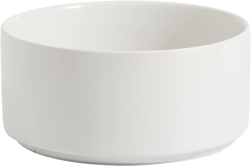 Non-Slip Ceramics Dog Bowl, Small and Medium Dog Feeding Bowl, 6in White Dog Dish for Food and Water