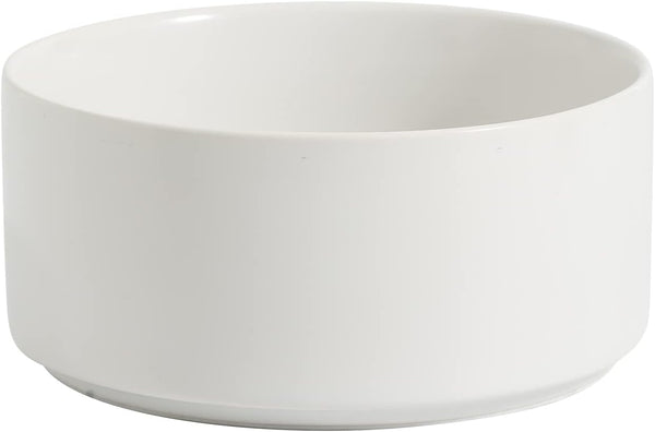 Non-Slip Ceramics Dog Bowl, Small and Medium Dog Feeding Bowl, 6in White Dog Dish for Food and Water