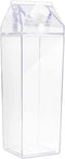 Peosaard Milk Carton Water Bottle, Clear Square Milk Bottle, 1000ml Plastic Clear Water