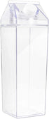 Peosaard Milk Carton Water Bottle, Clear Square Milk Bottle, 1000ml Plastic Clear Water