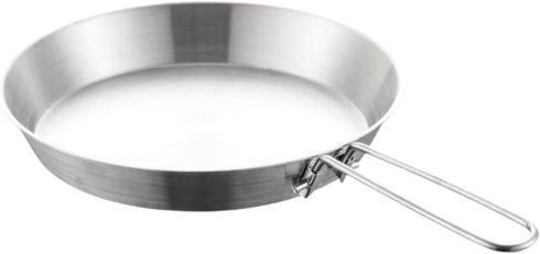 20cm Vaveren Stainless Steel Camping Fry Pan Cookware Foldable Handle Easy to Clean Multipurpose Outdoor Cooking